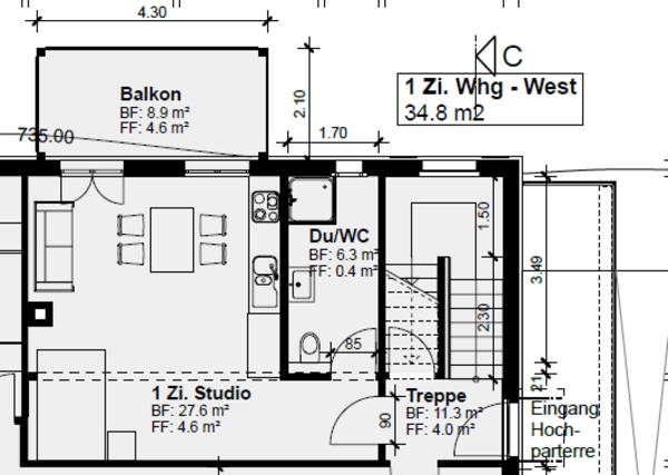 1 Zimmer Wohnung mit Balkon 6