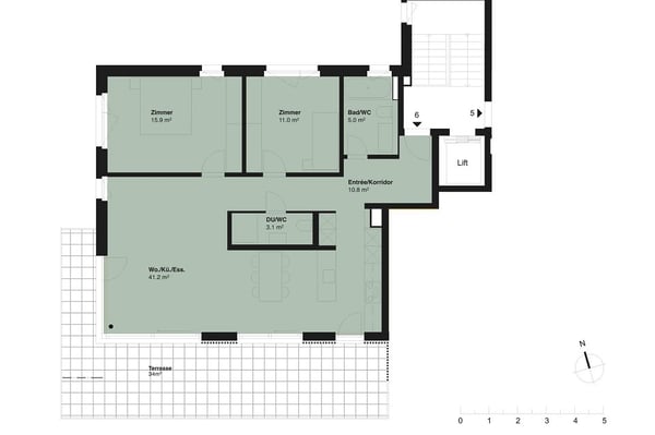 Moderne, Licht durchflutete und ruhige 1.5-Zimmer-Attikawohnung mit grosser Terrasse 13