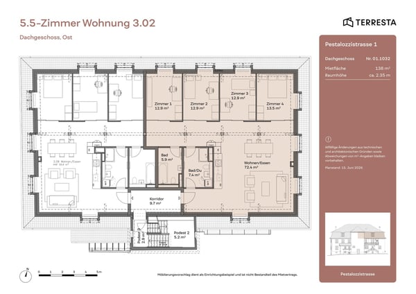 Erstvermietung: Raumwunder in Elsau, 5.5 Zimmer-Dachwohnung 1