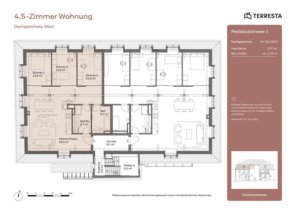Erstvermietung: Raumwunder in Elsau, 4.5 Zimmer-Dachwohnung 1