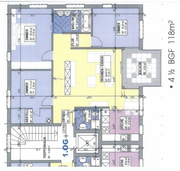 1 ½ Zimmer mit Balkon im 1. OG und 2 Tiefgaragenplätzen 12