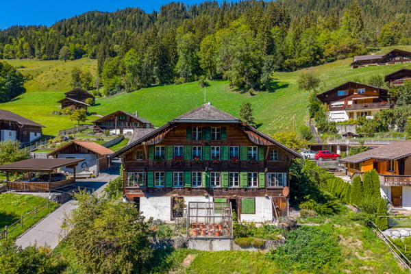 Simmentaler Bauernhaus mit zwei Wohnungen und freier Bergsicht 1