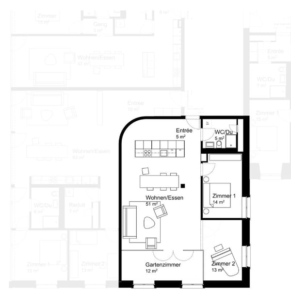 Erstvermietung - Grosszügige Wohnung mit Gartenzimmer 3