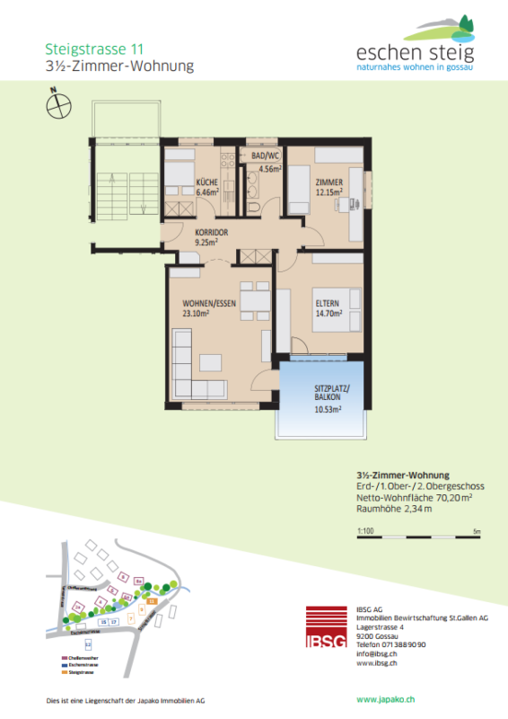 Schöne 3.5 Zimmer-Wohnung mit Sitzplatz