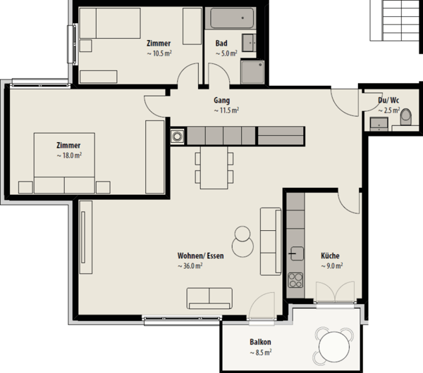 Attraktive 3.5 Zimmer Wohnung