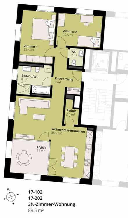 Modern 3.5 Zimmer Wohnung 15
