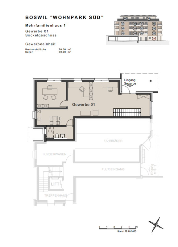 WOHNPARK SÜD; Gewerberaum mit Archiv Nr. 01