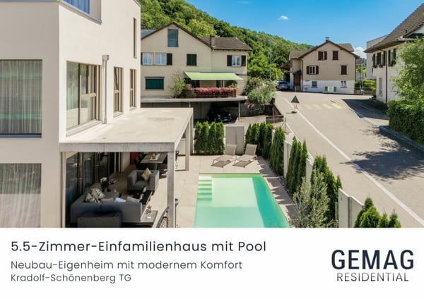 Design trifft Wohnkomfort - 1.5-Zimmer-Einfamilienhaus mit hochwertigem Ausbau und Aussenpool 1