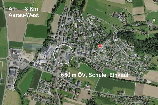 Bauland, 1'343 m², Bauzone W2A, Villen-Hanglage, unverbaubare Weitsicht, nahe A1 und Aarau 7
