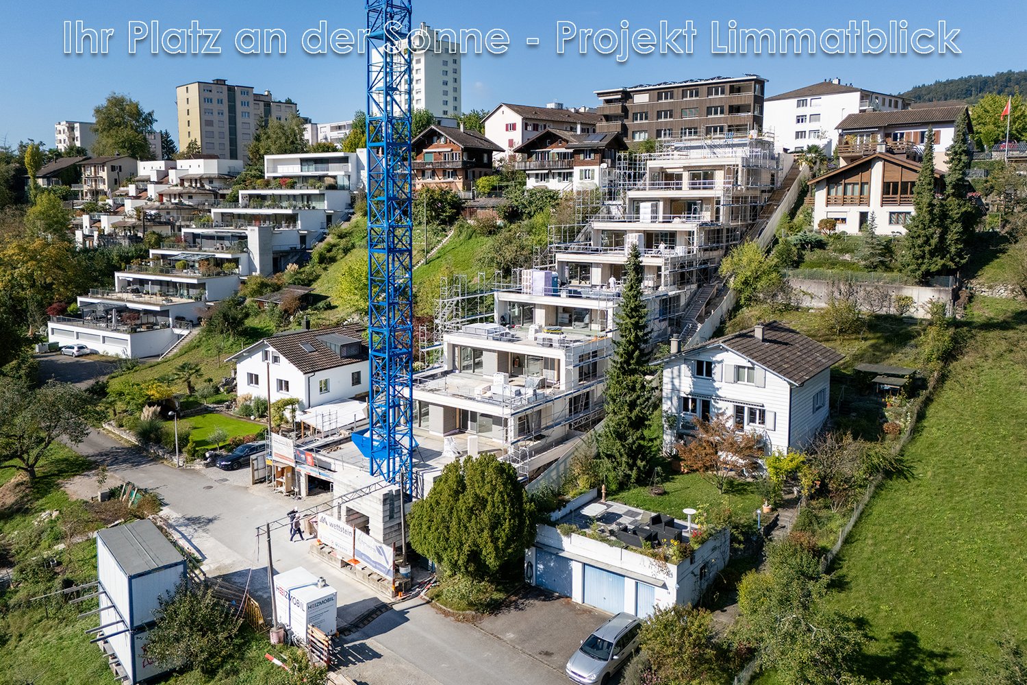 New residential buildings under construction, terrace, swimming pool