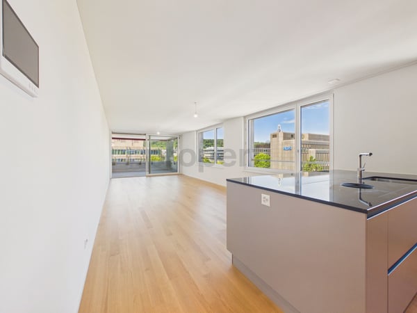 Sonniger Balkon, moderner Minergie-Standard und barrierefreier Komfort mit Lift