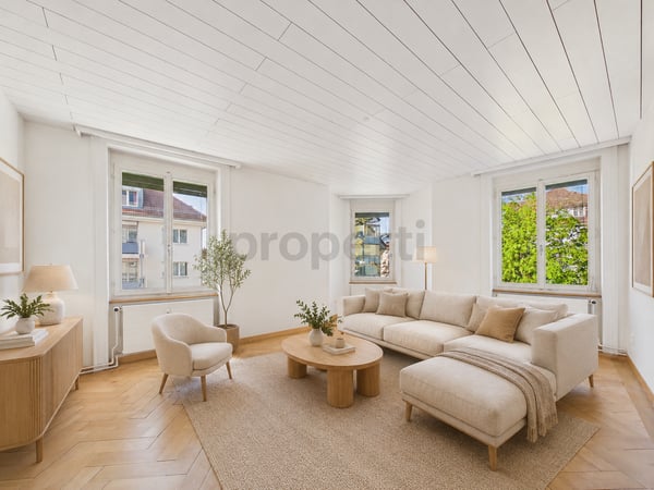 Zentral gelegene 4.5-Zimmer-Etagenwohnung mit 200 m2 grosser Terasse + 18 m2 Wintergarten in St. Gallen 1