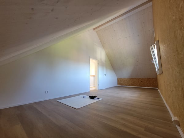 Hohe Decken im Wohnzimmer, modernes Dachgeschoss in 2024 renoviert und stilvoller Ausbau 4