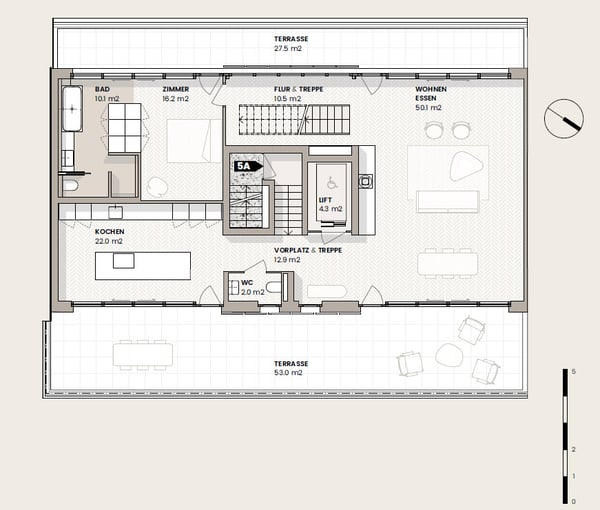 Wohnen ganz oben  aussergewöhnliche 2.5-Zimmer-Attika-Maisonette mit 10