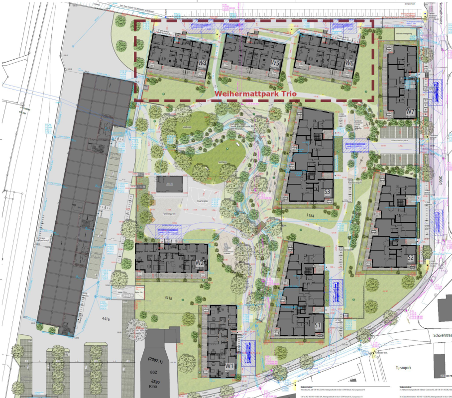 Progetto di costruzione nuovo Weihermattpark Trio