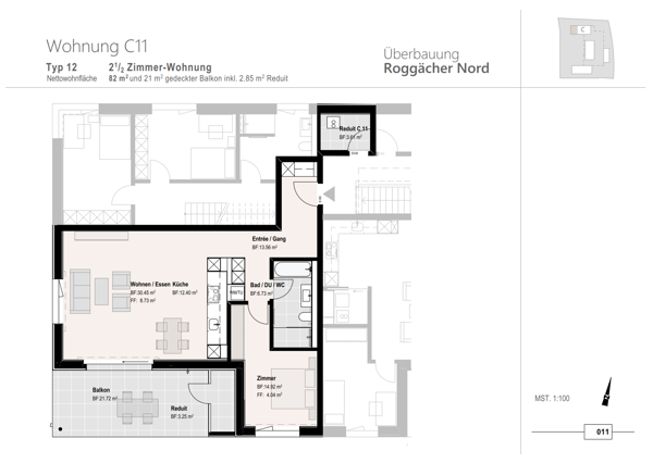 Erstbezug 2 1/2 Zimmer-Wohnung in neuer Überbauung Roggächer Nord 2