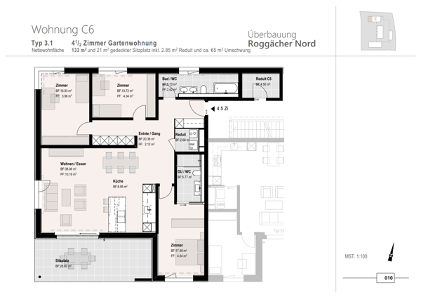 Erstbezug 4 1/2 Zimmer-Wohnung in neuer Überbauung Roggächer Nord 2