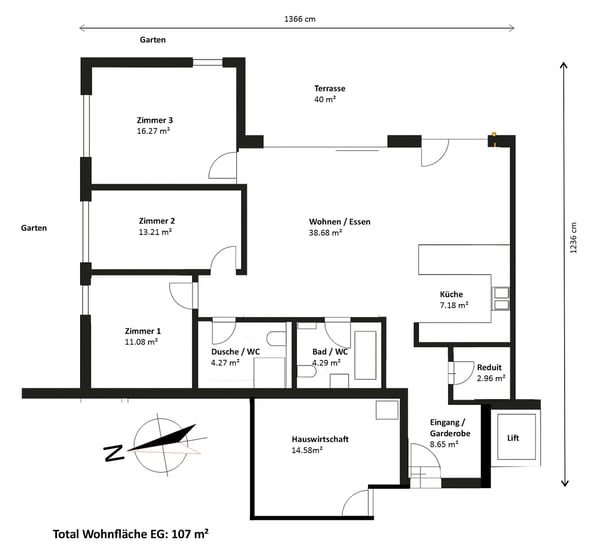 4 ½ Zimmer Wohnung mit grosser Terrasse/Garten und spektakulärer Aussicht! 15