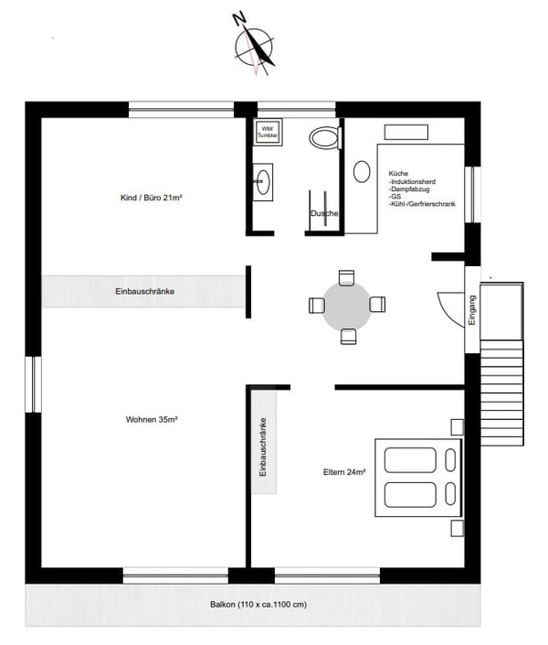 ruhige, 116m² 3.5 Zr. Wohnung inkl. Doppelgarage und Abstellplatz 18