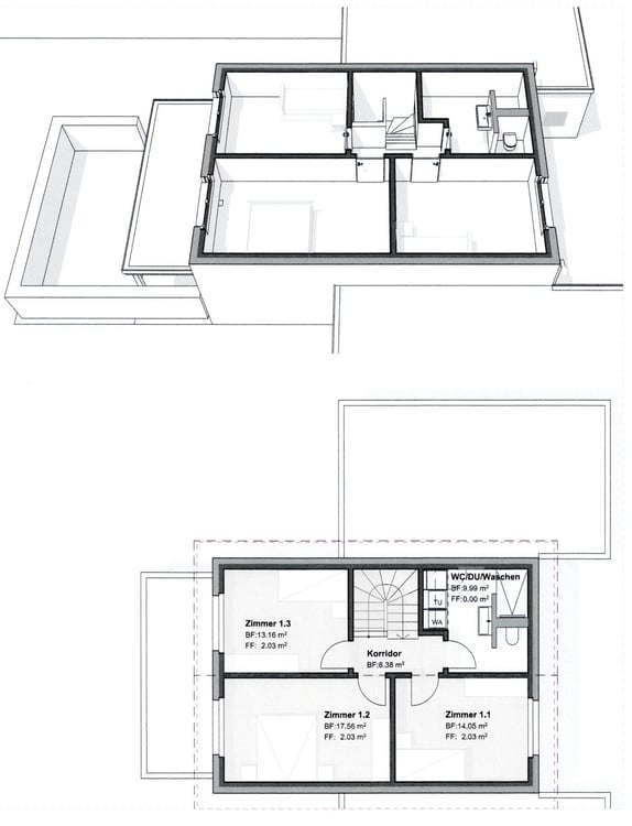 Noch 1 Haus von 8 Häuser frei. Sonnig ruhig zentral. Kindergarten, Bus in der Nähe. Schule 3-4 Min. 13