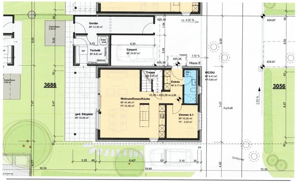 Noch 1 Haus von 8 Häuser frei. Sonnig ruhig zentral. Kindergarten, Bus in der Nähe. Schule 3-4 Min. 3