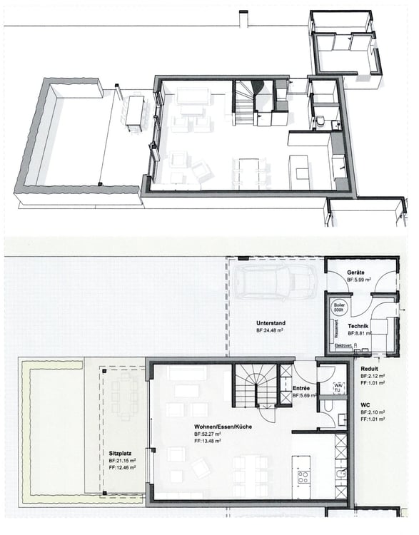 Noch 1 Haus von 8 Häuser frei. Sonnig ruhig zentral. Kindergarten, Bus in der Nähe. Schule 3-4 Min. 12