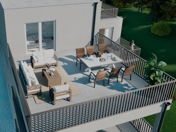 Modern 1.5-room attic apartment with 2 balconies in Attalens 1