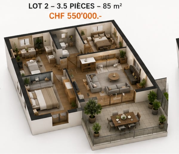 Projet immobilier d'exception au coeur de Cheiry / 6 appartements PPE 3